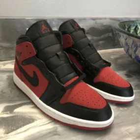 2018 nike air jordan 1 mid gym red/black-white size 10.5