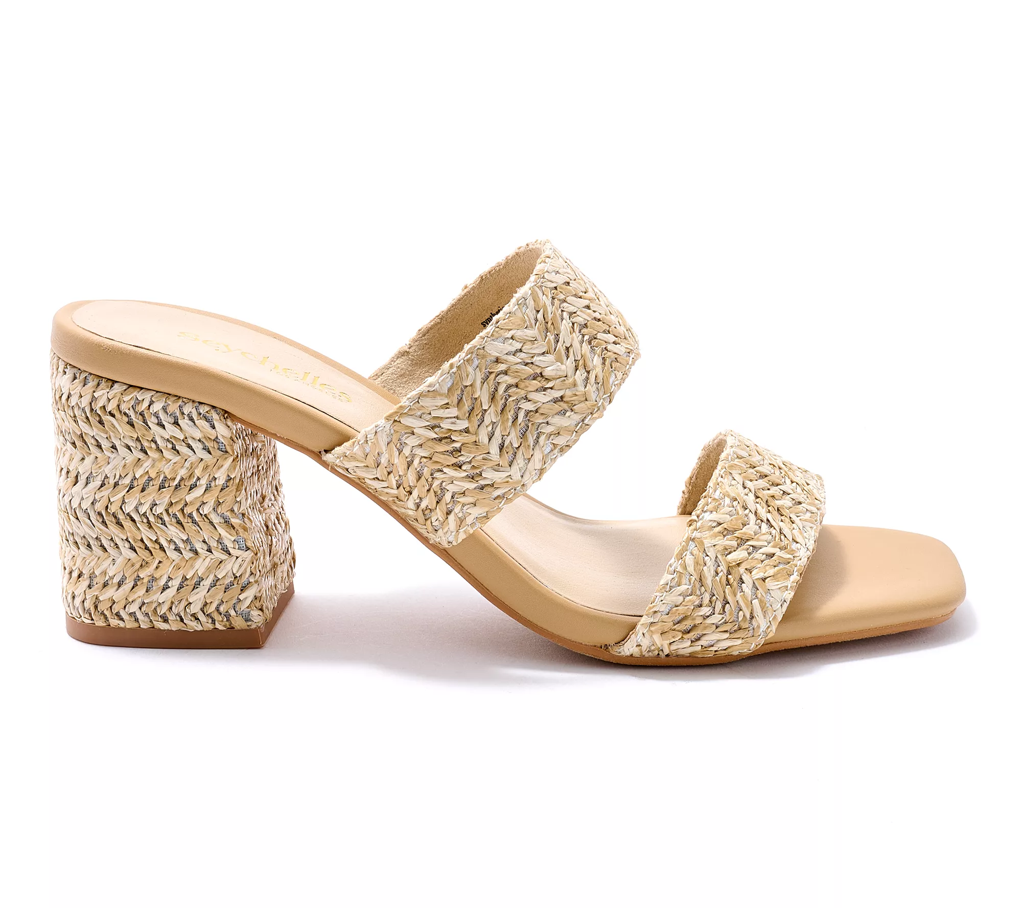 "As Is" Seychelles Double Band Raffia Heeled Sandals- Charli