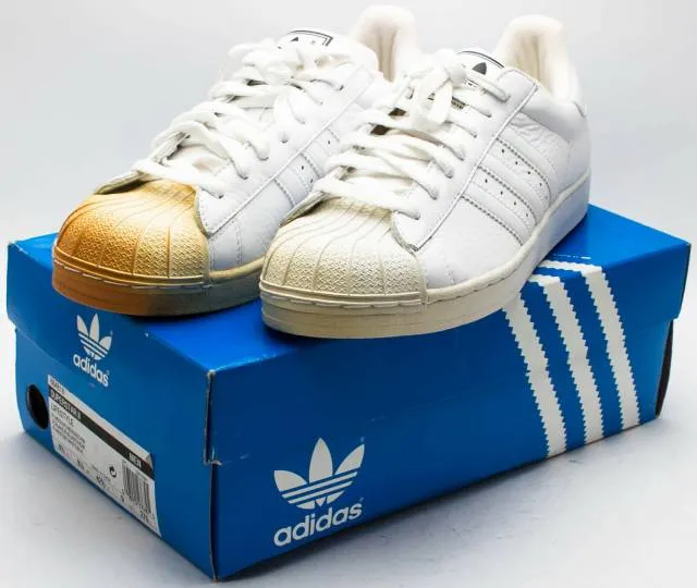 Adidas men's vintage 2002 superstar 2 tumble leather 664818 white sz. 9