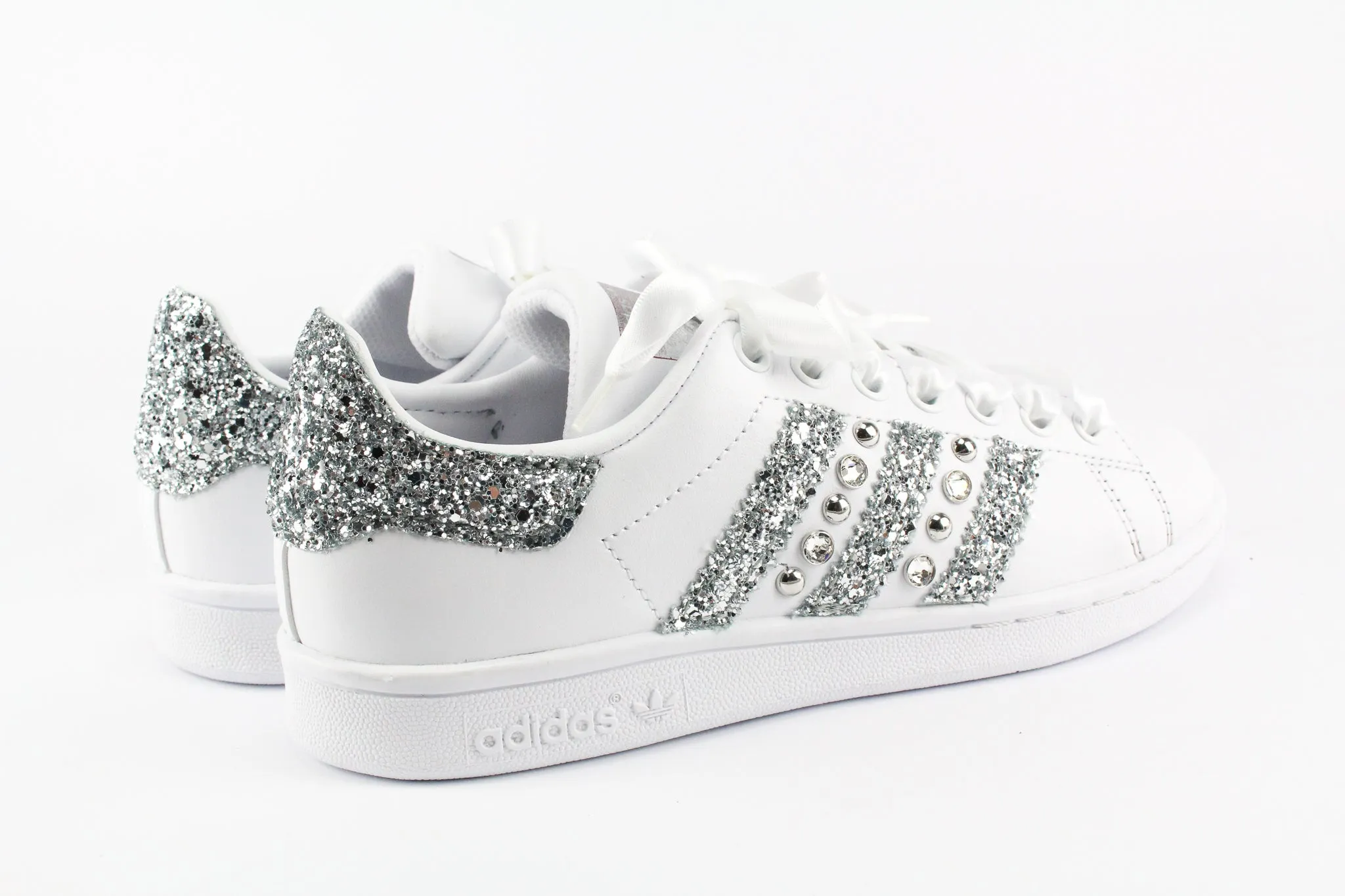 Adidas Stan Smith Strass Glitter & Lacci Raso