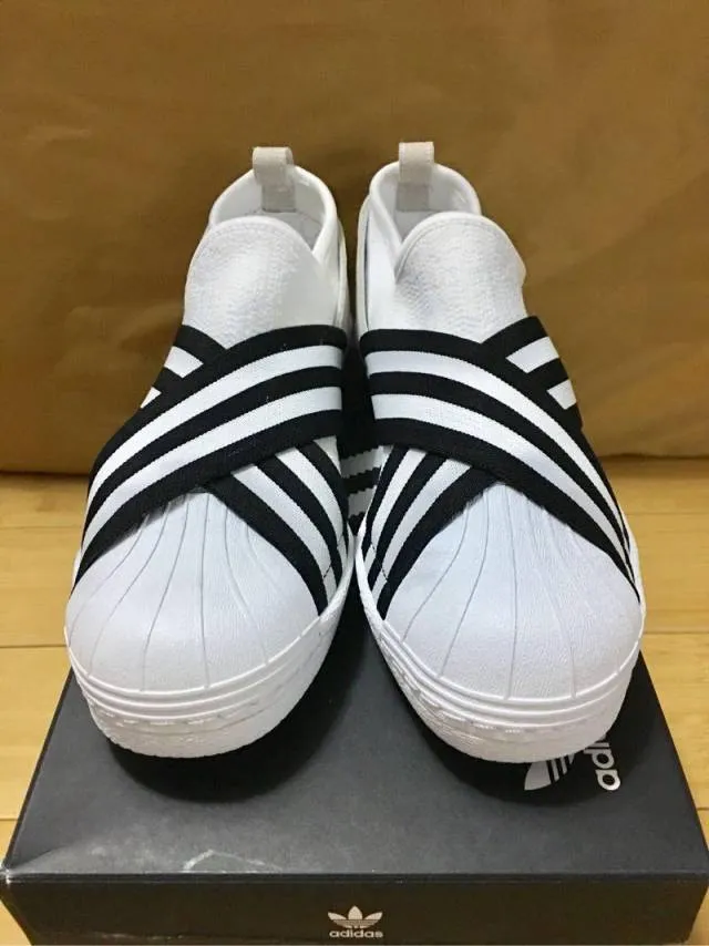 Adidas wm superstar slip on pk white core black 8 & 8.5us