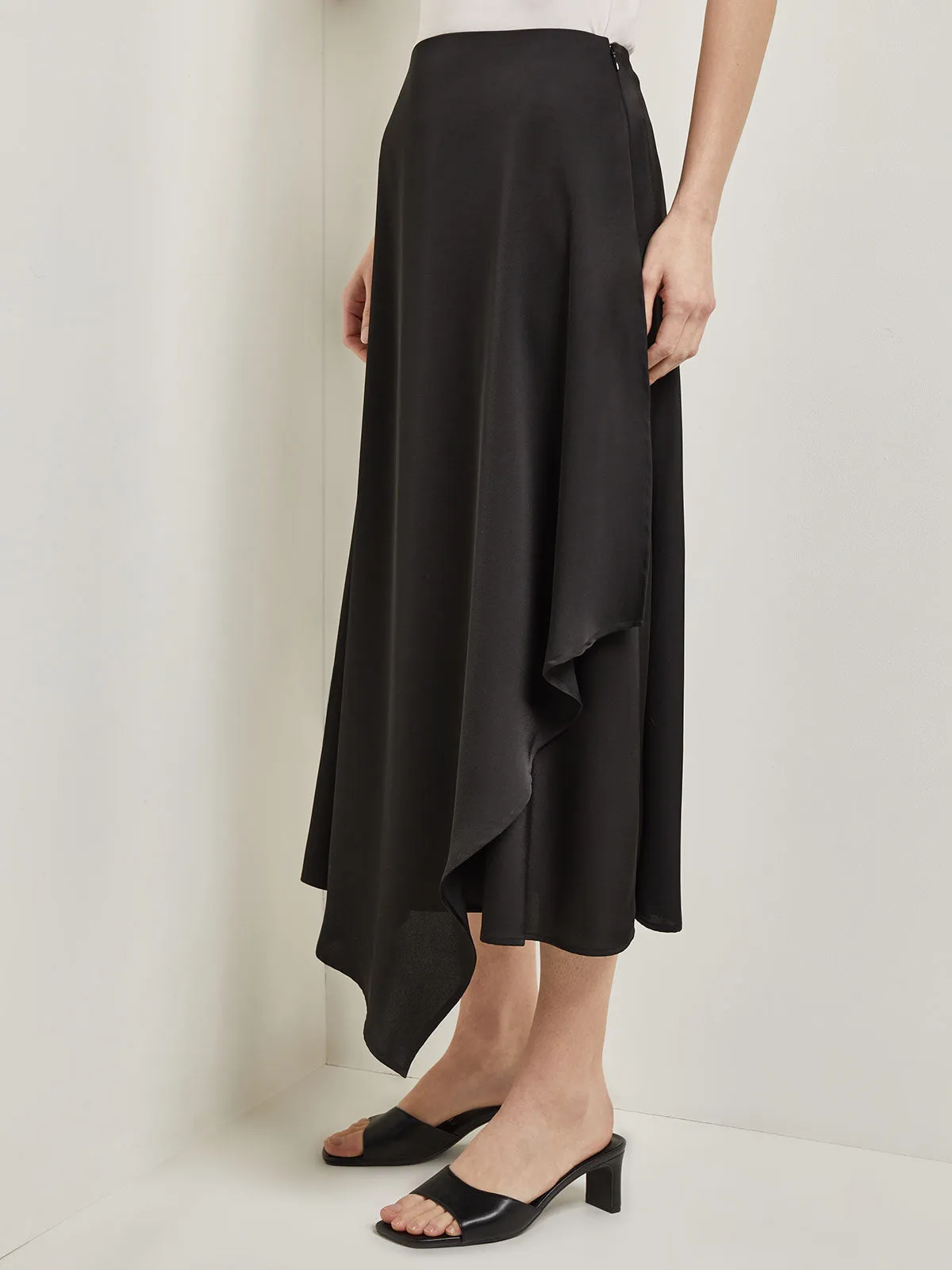 Asymmetrical Charmeuse Maxi Skirt