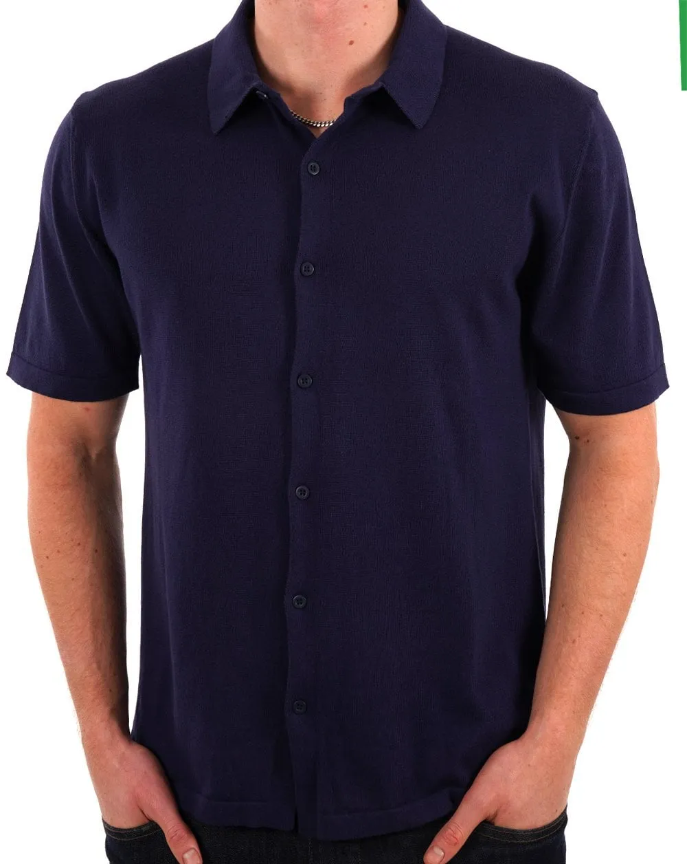 Benetton Button Thru Knitted Polo Navy