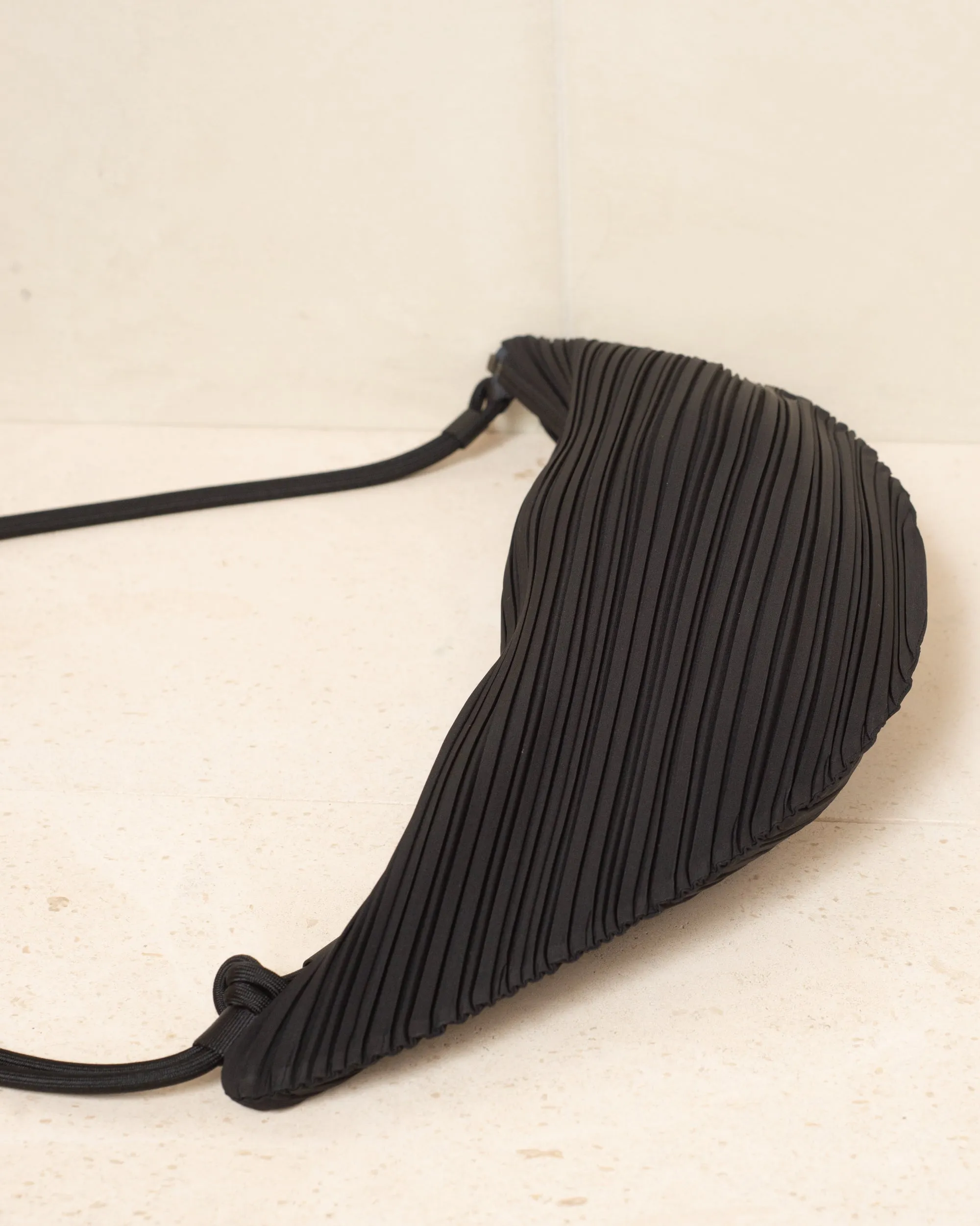 Black Leaf Pleats Bag