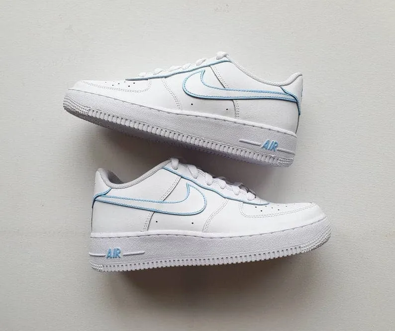 Blue Outline Design Hand-painted Custom Nike Air Force 1's