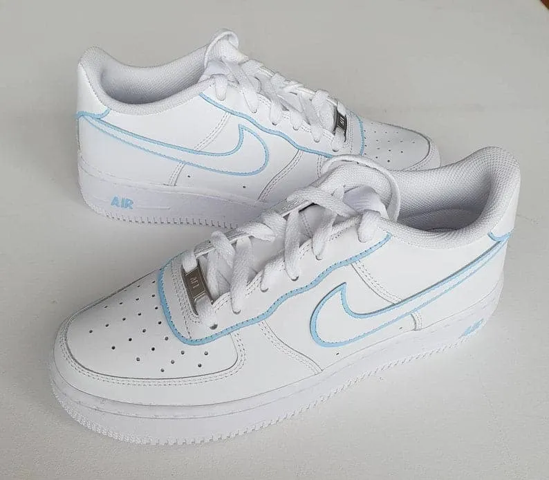 Blue Outline Design Hand-painted Custom Nike Air Force 1's