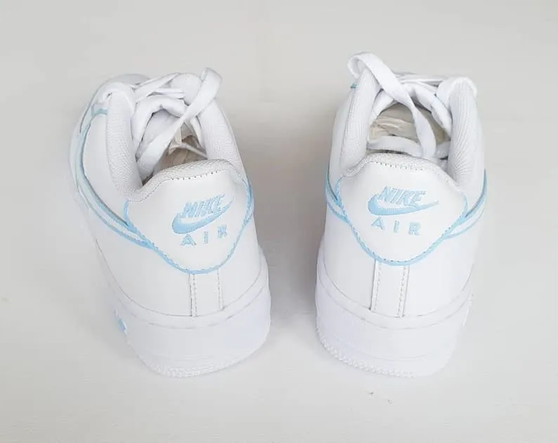 Blue Outline Design Hand-painted Custom Nike Air Force 1's