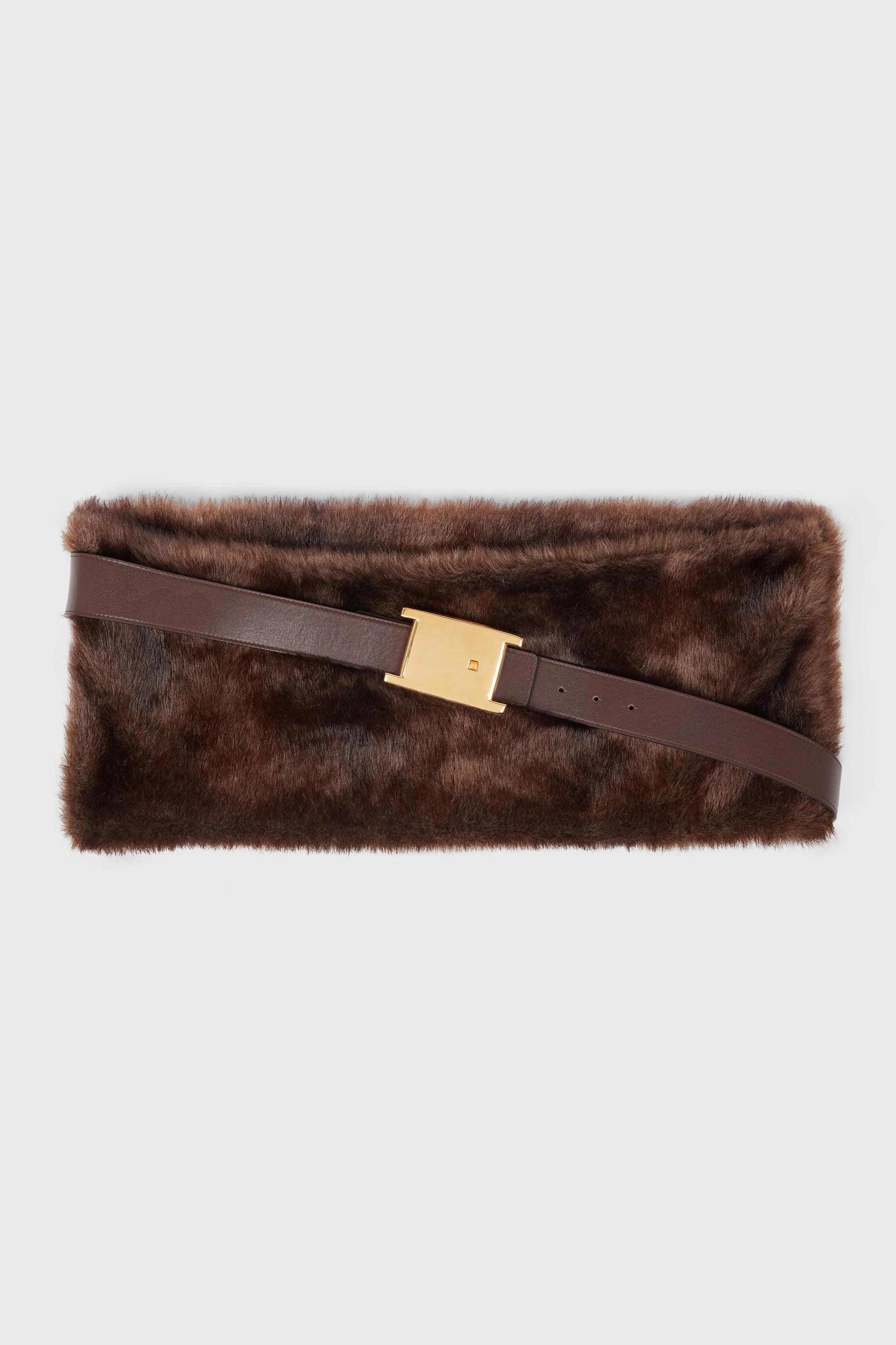 BROWN FAUX FUR WAIST BAG