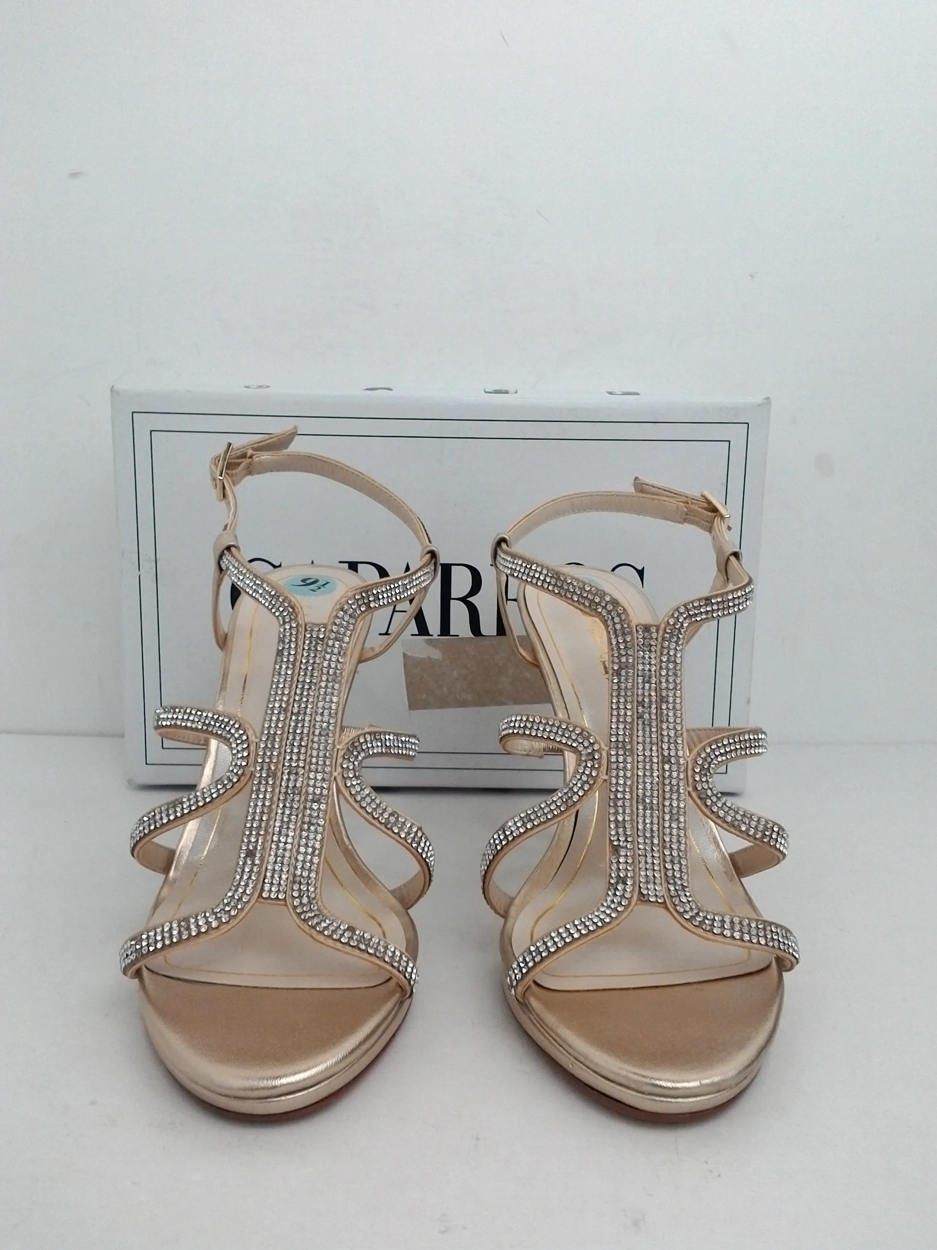 Caparros Women's Pizzaz Gold Metallic Heeled Sandals Size 9.5 B