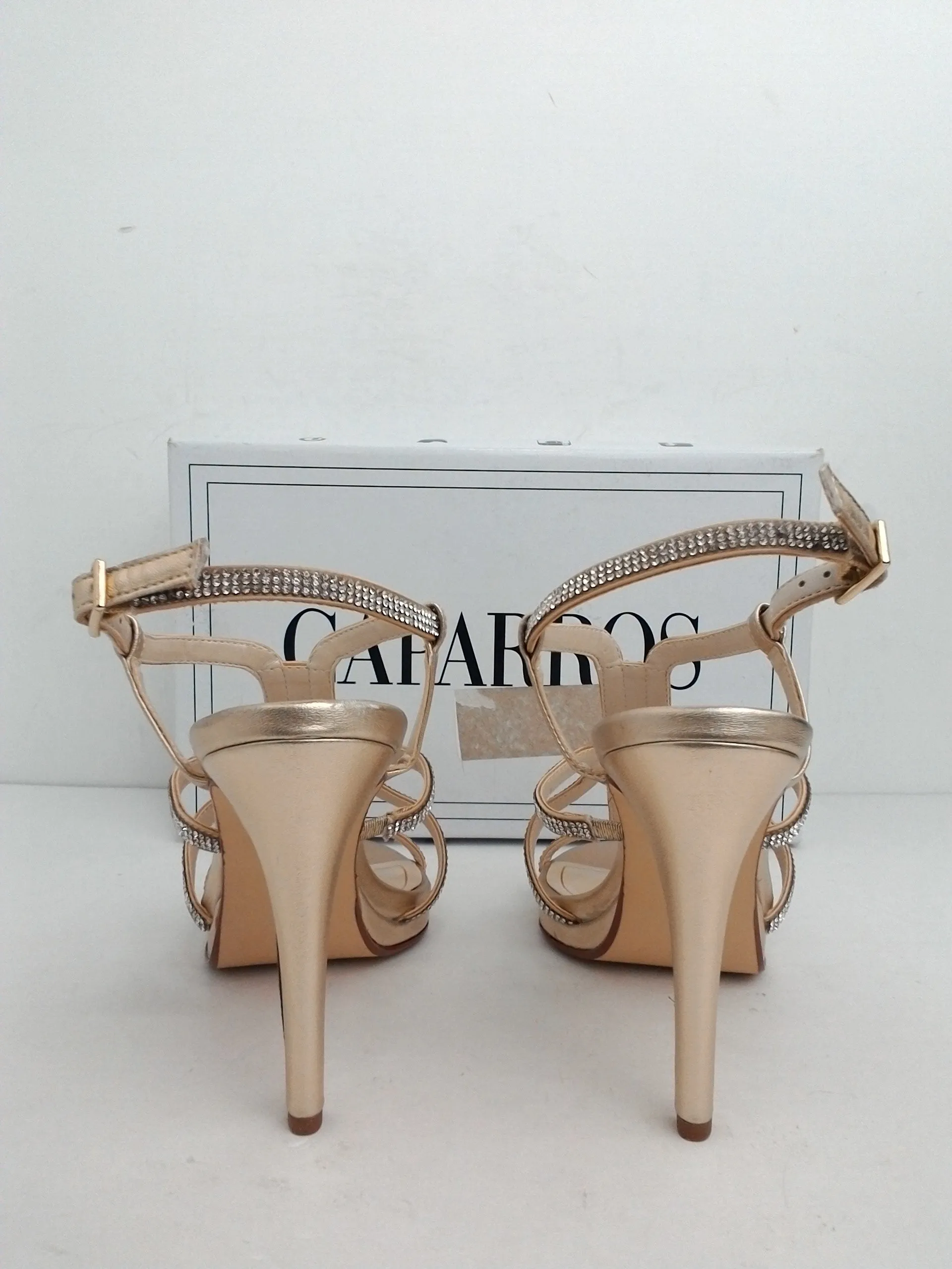 Caparros Women's Pizzaz Gold Metallic Heeled Sandals Size 9.5 B