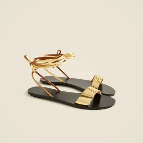 Carsen made-in-Italy lace-up sandals in metallic leather