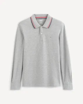 Celio Grey Long Sleeve Men Polo