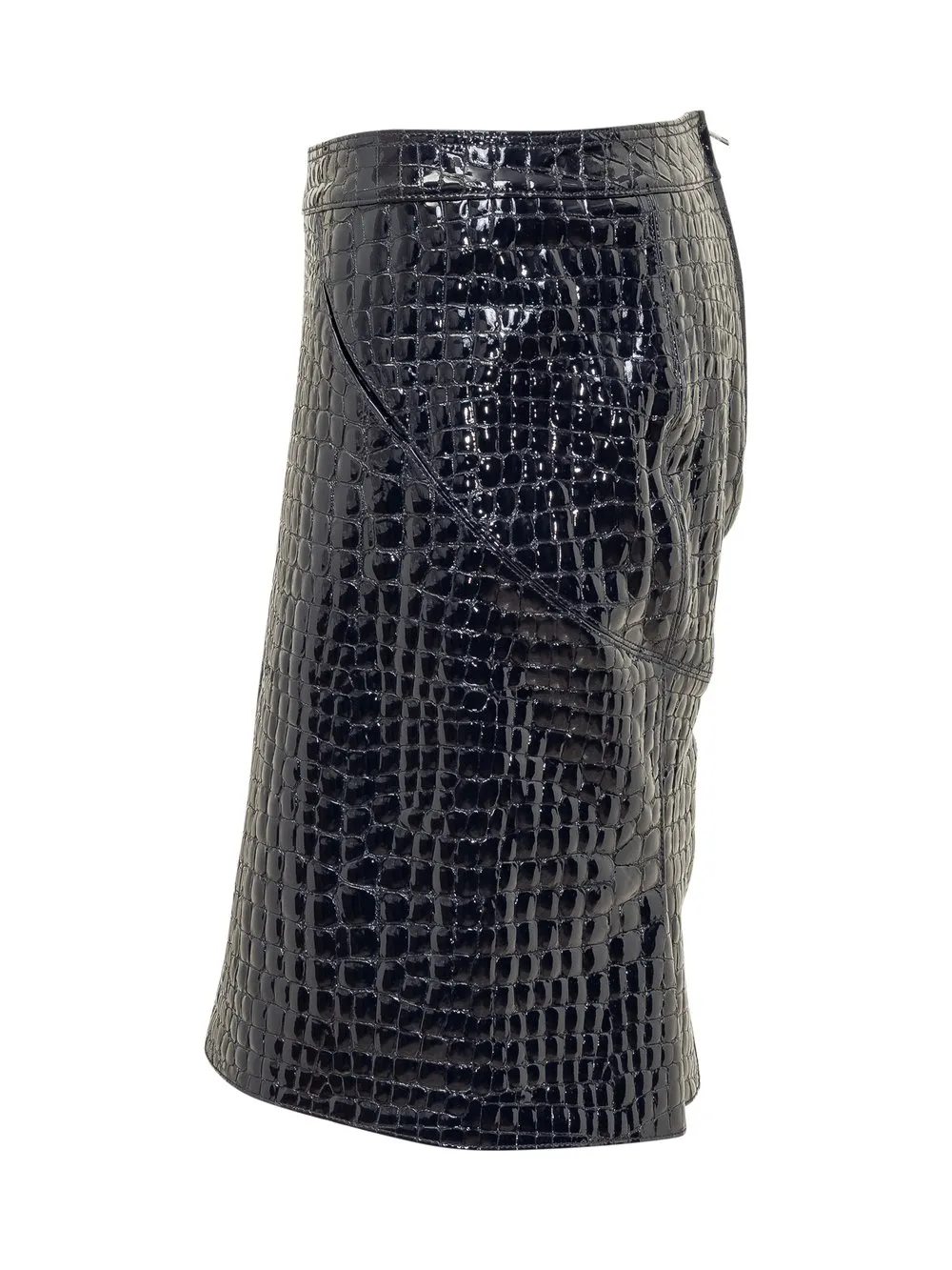 Crocodile-embossed Leather Skirt