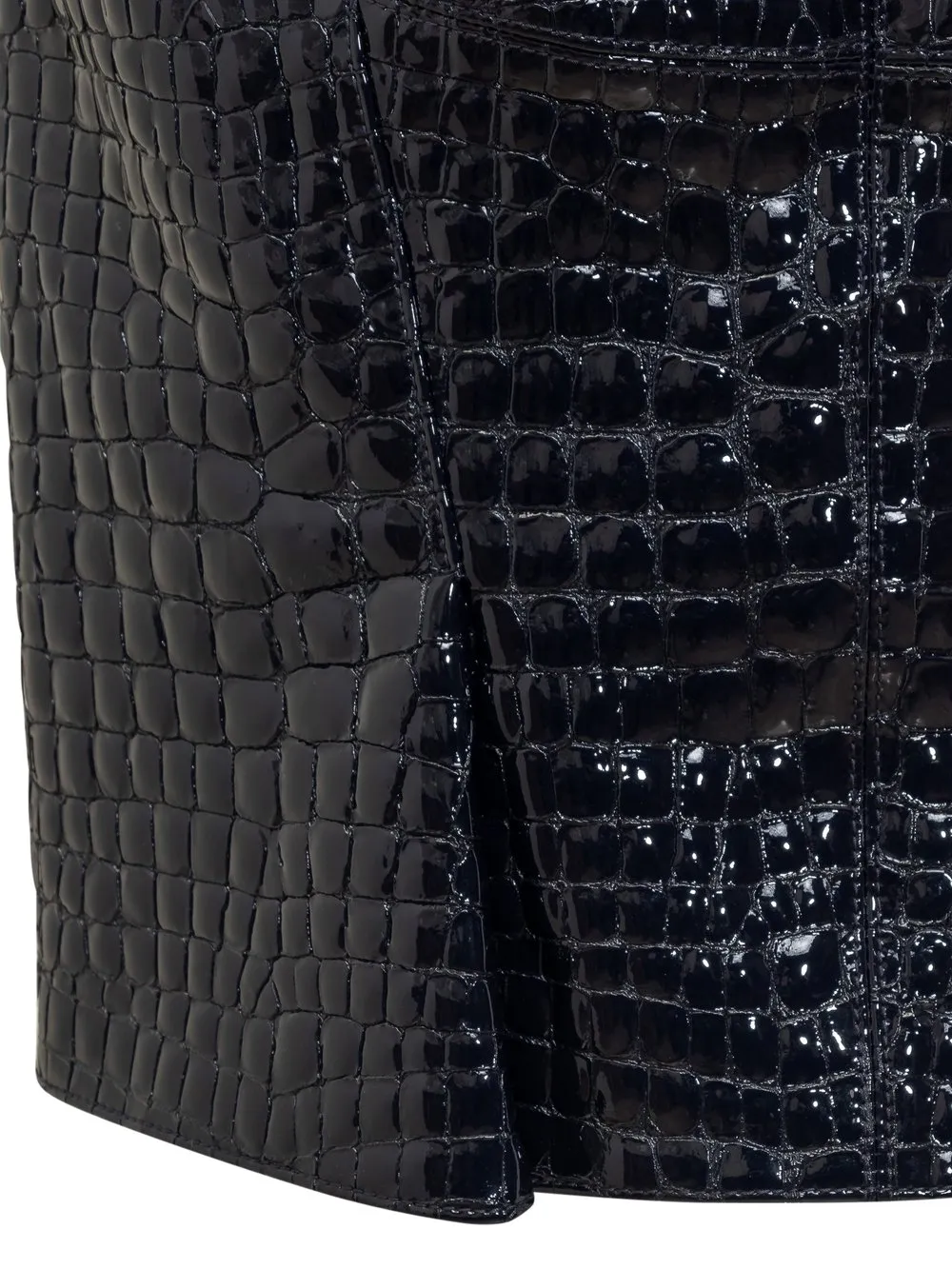 Crocodile-embossed Leather Skirt