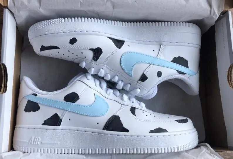 Custom Blue Cow Nike Air Force 1