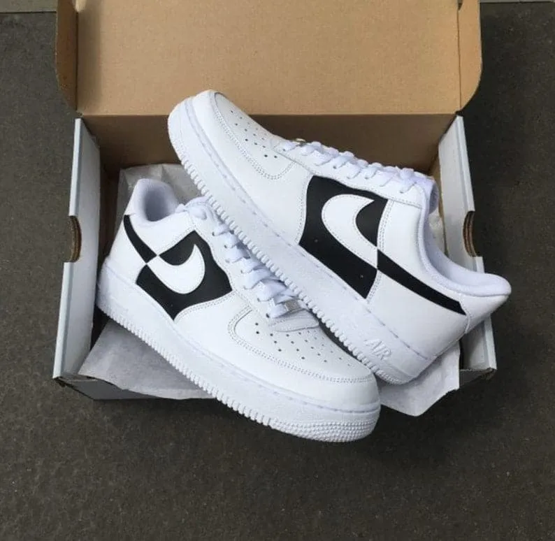 Custom White Black Nike Air Force 1