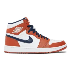 Eastside golf x nike air jordan 1 high golf (out the mud/ red/ burnt sunrise/ white/ metallic gold/