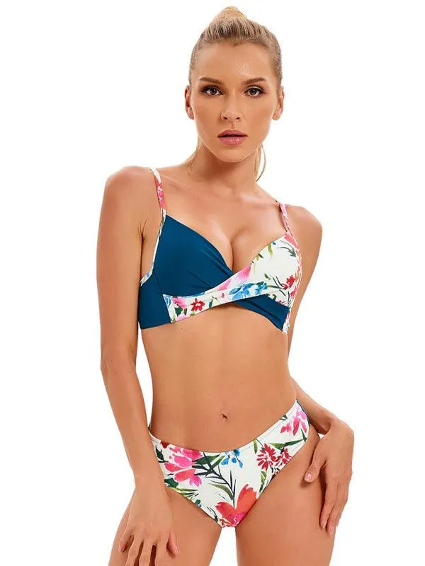 Floral Twisted Bandeau Hipster Bikini Set