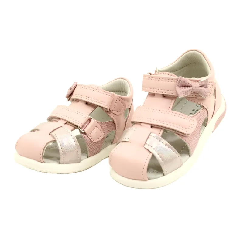 Girls' sandals with a bow American Club XD63 / 22 pink