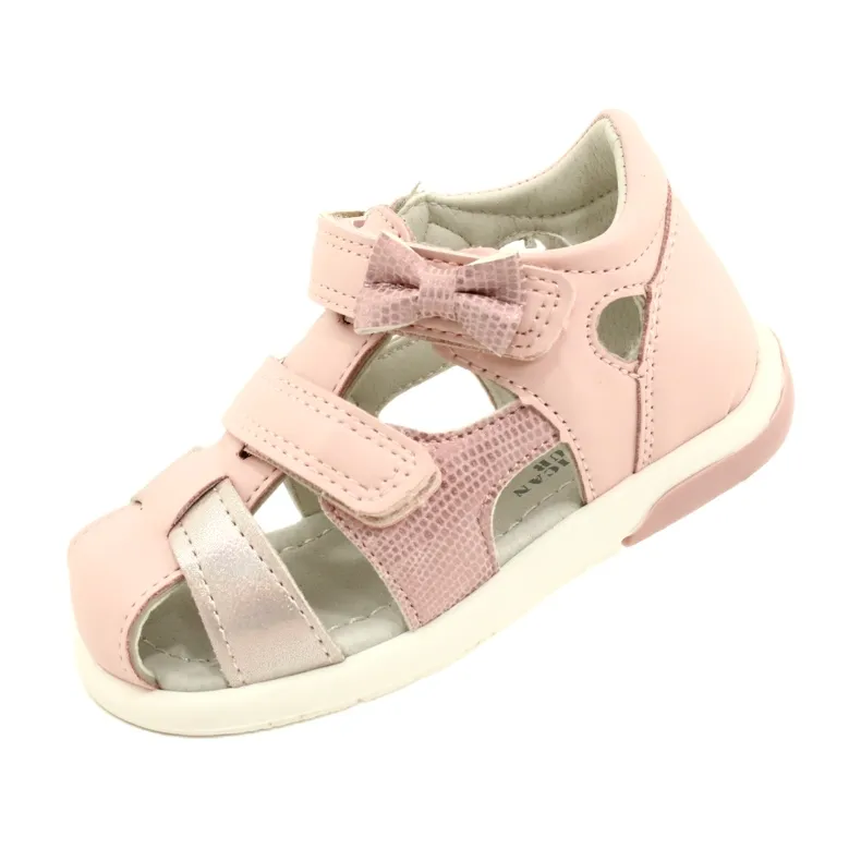 Girls' sandals with a bow American Club XD63 / 22 pink