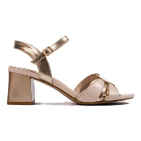 Goodin Patent leather women's beige high-heeled sandals