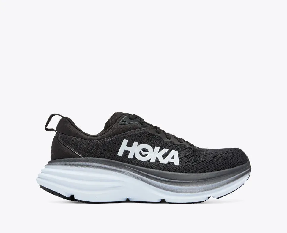 HOKA MENS BONDI 8 - BLACK / WHITE