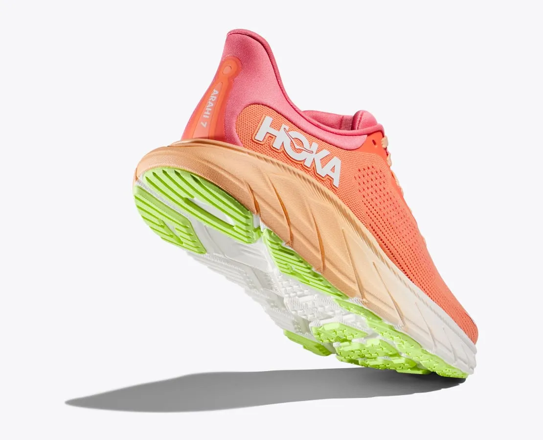 HOKA WOMENS ARAHI 7 - PAPAYA / CORAL