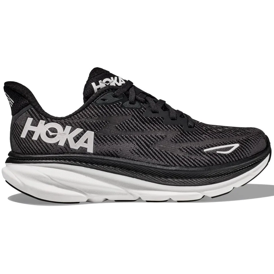 Hoka Women's Clifton 9 Running Shoes Black / White