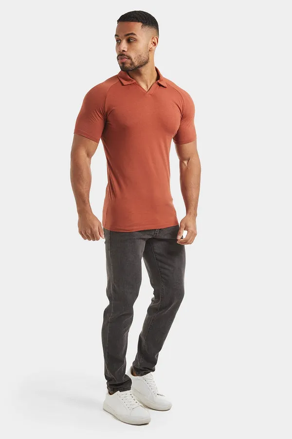 Jersey Buttonless Polo Shirt in Copper