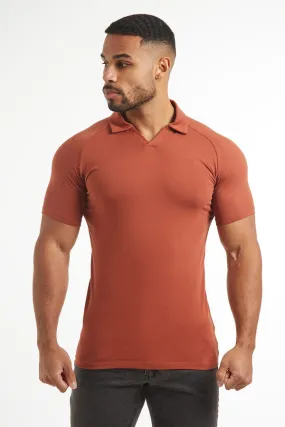 Jersey Buttonless Polo Shirt in Copper