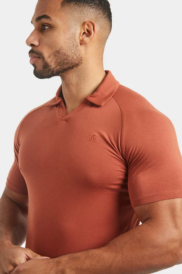 Jersey Buttonless Polo Shirt in Copper