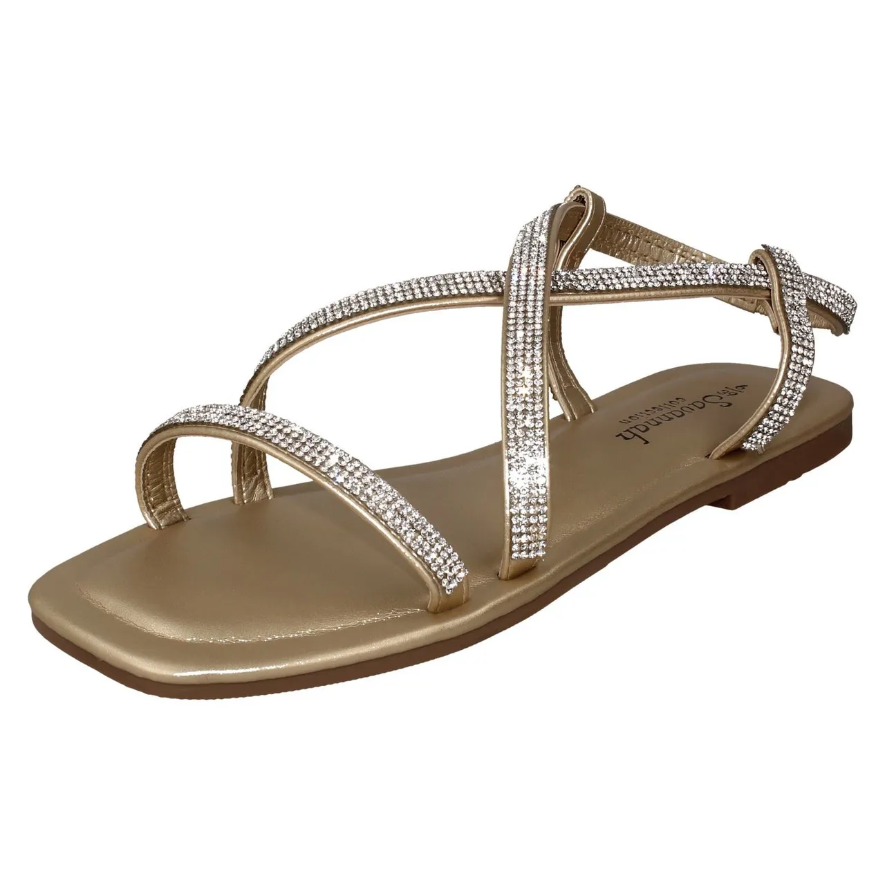 Ladies Savannah X Strappy Diamante Wide Fit Sandals F0R0415