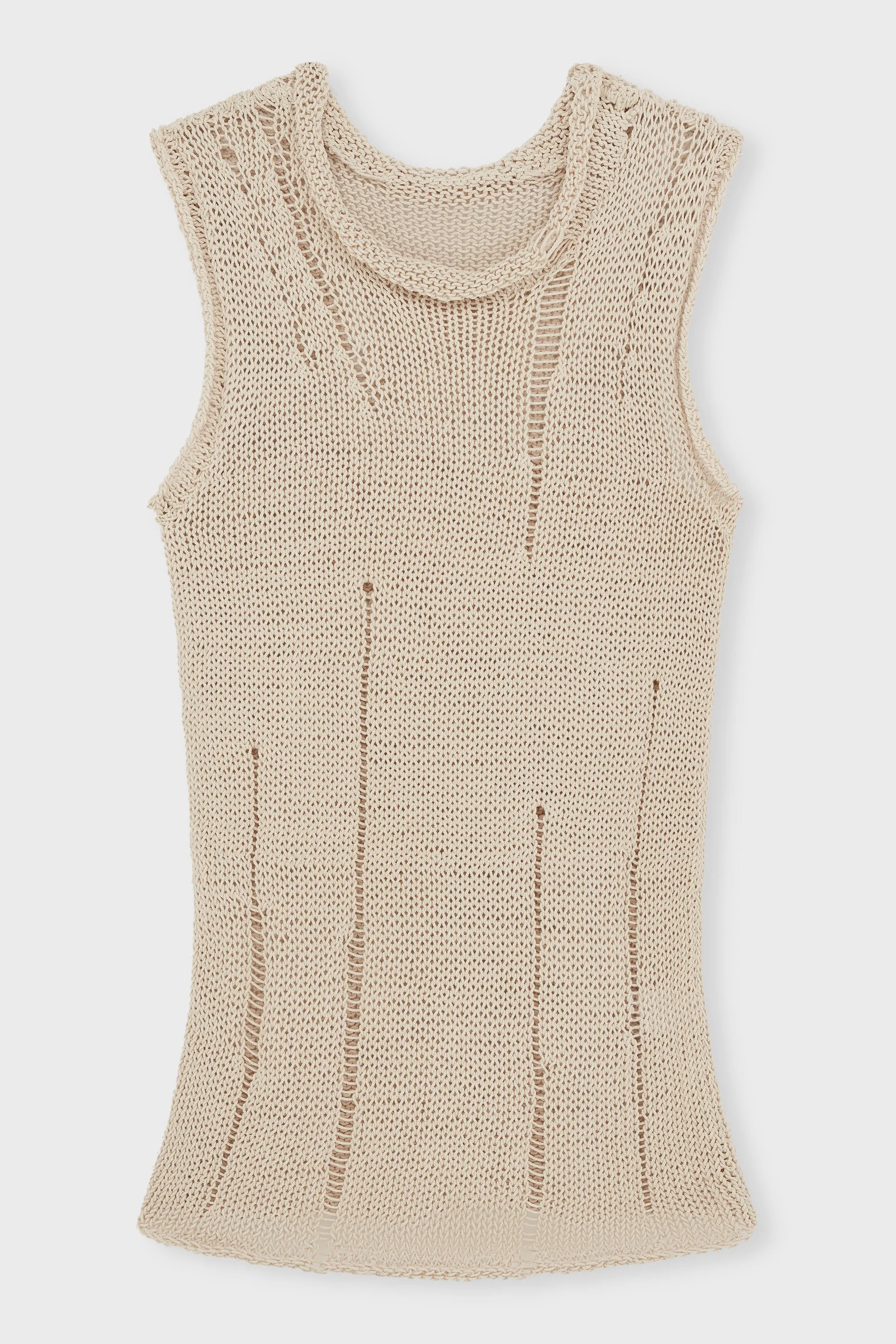 LIGHT KHAKI DISTRESSED KNIT TANK