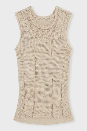 LIGHT KHAKI DISTRESSED KNIT TANK