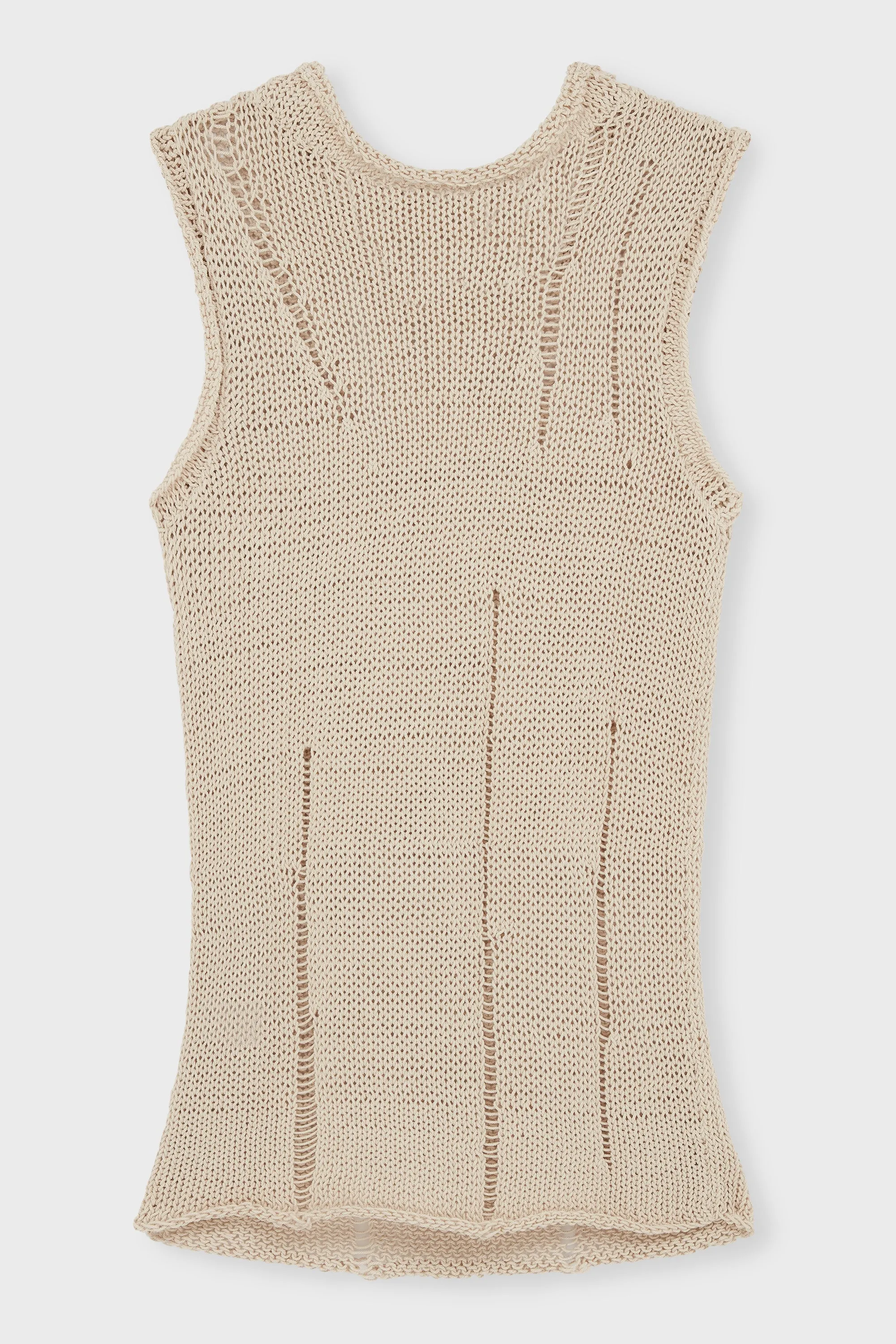 LIGHT KHAKI DISTRESSED KNIT TANK