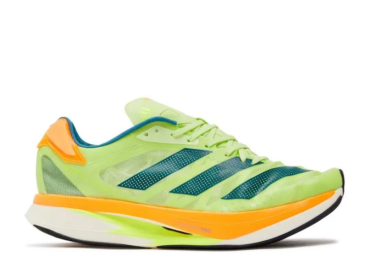 Men's Adidas Adizero Adios Pro 2, Pulse Lime/Real Teal/Flash Orange, 12 D Medium