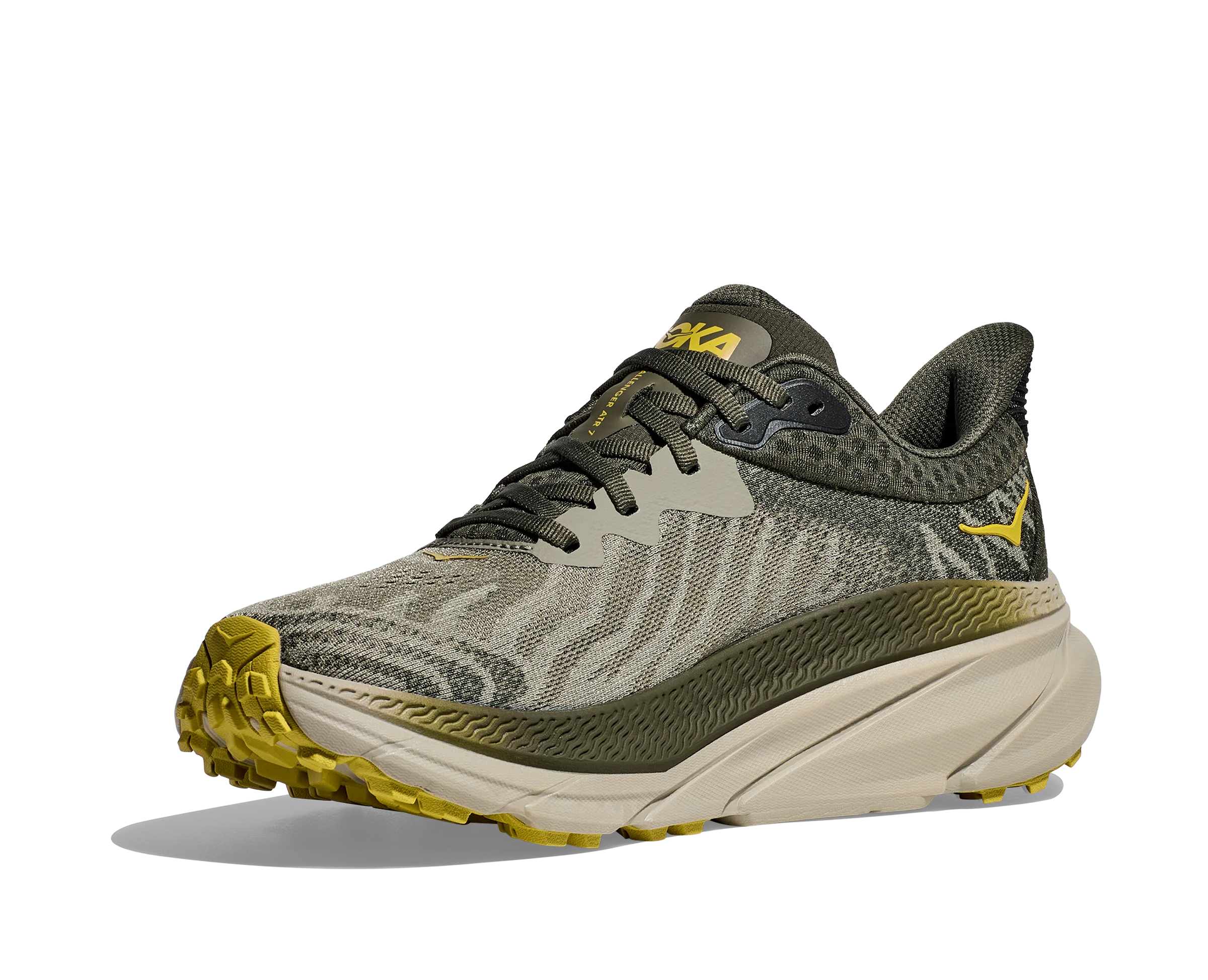 Men's Hoka Challenger 7 Color: Olive Haze / Forest Cover