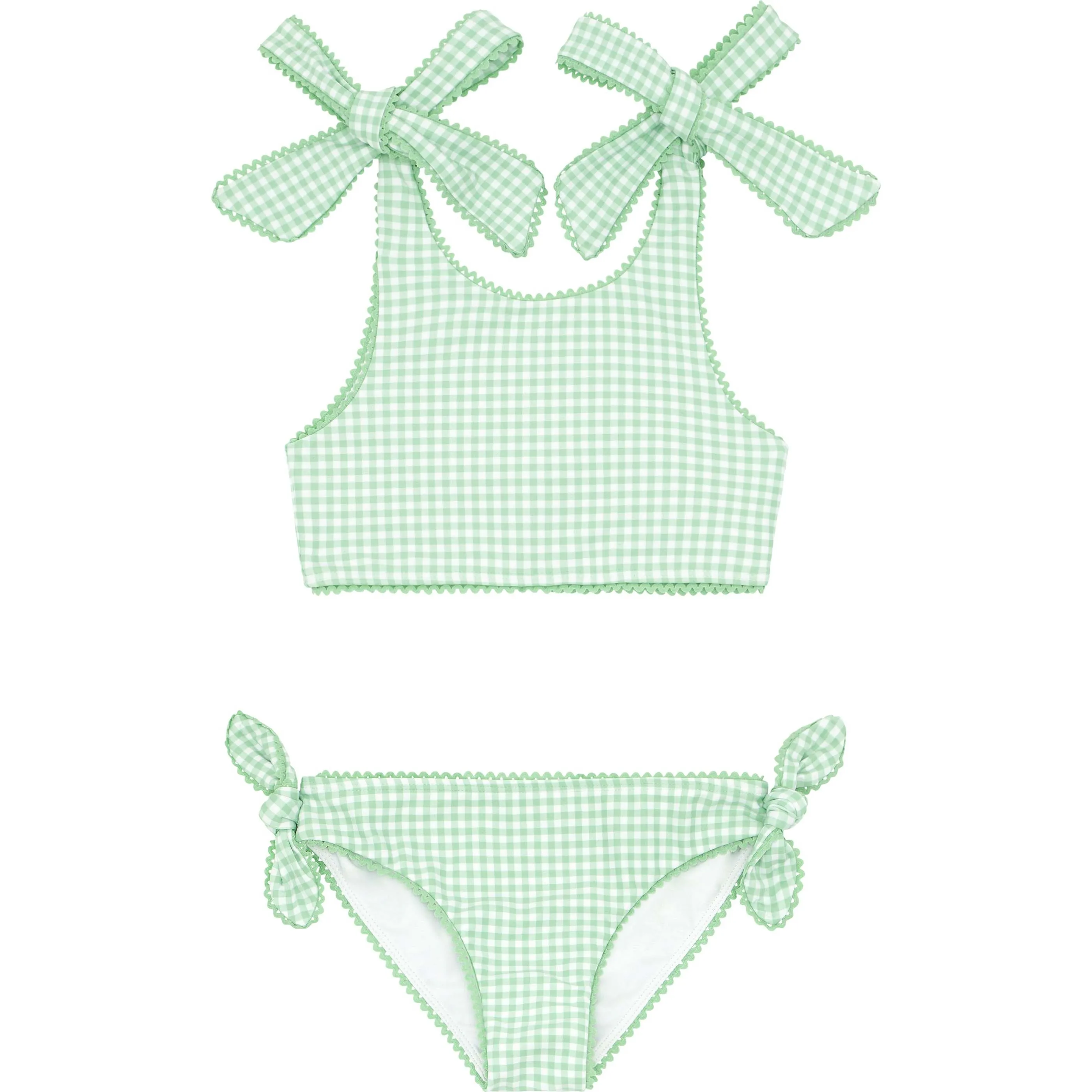 Minnow Palm Gingham Tie Knot Bikini