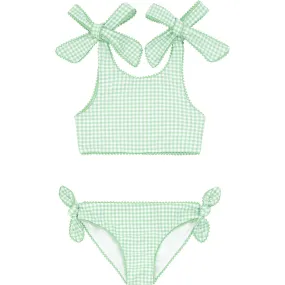 Minnow Palm Gingham Tie Knot Bikini