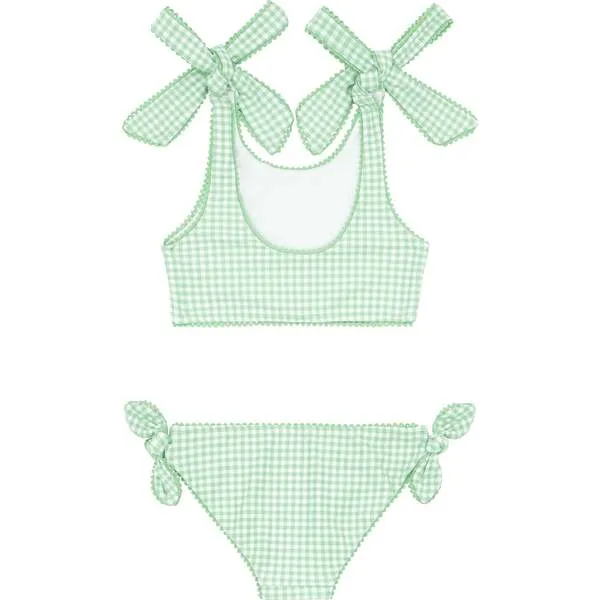 Minnow Palm Gingham Tie Knot Bikini