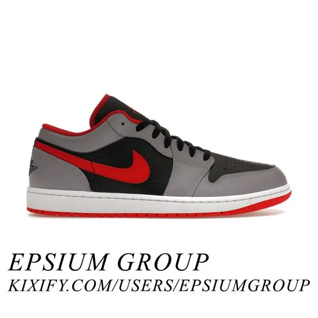 Nike air jordan 1 low (black light smoke grey gym red/ black/ light smoke grey/ gym red) men us 8-13 553558-060