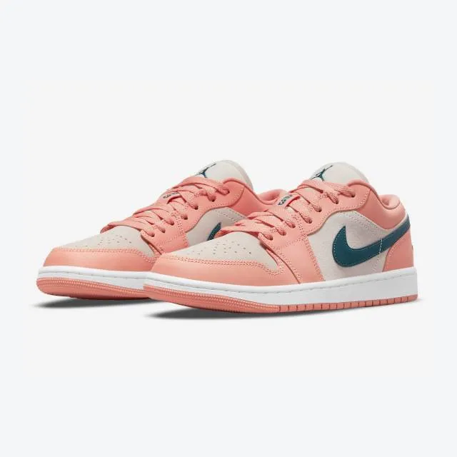 Nike women's air jordan 1 low (light madder root/ dark teal green/ white) sizes 6-10 dc0774-800