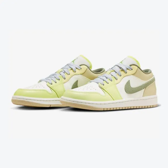 Nike women's air jordan 1 low (sail pale citron/ sail white/ oil green/ light lime green) sizes 6-10