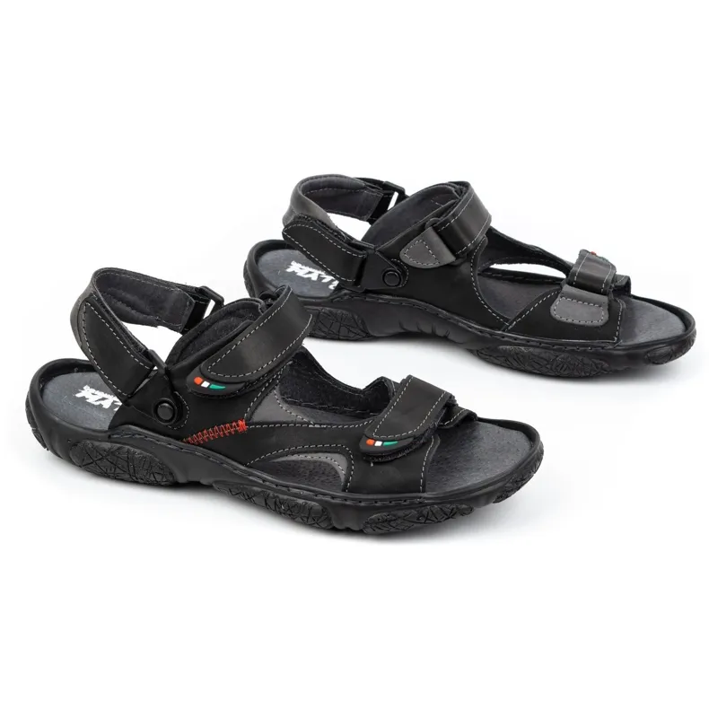 Olivier Men's leather sandals for the driver 362MA black