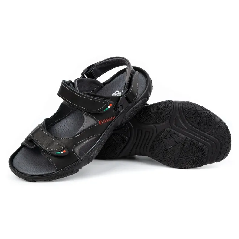 Olivier Men's leather sandals for the driver 362MA black