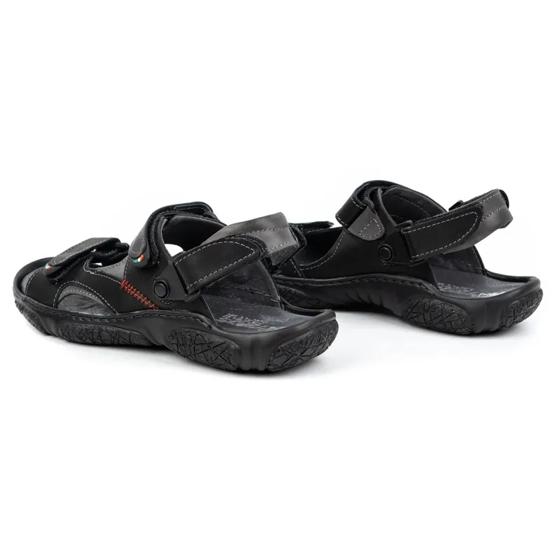 Olivier Men's leather sandals for the driver 362MA black