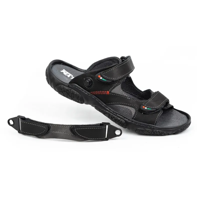 Olivier Men's leather sandals for the driver 362MA black