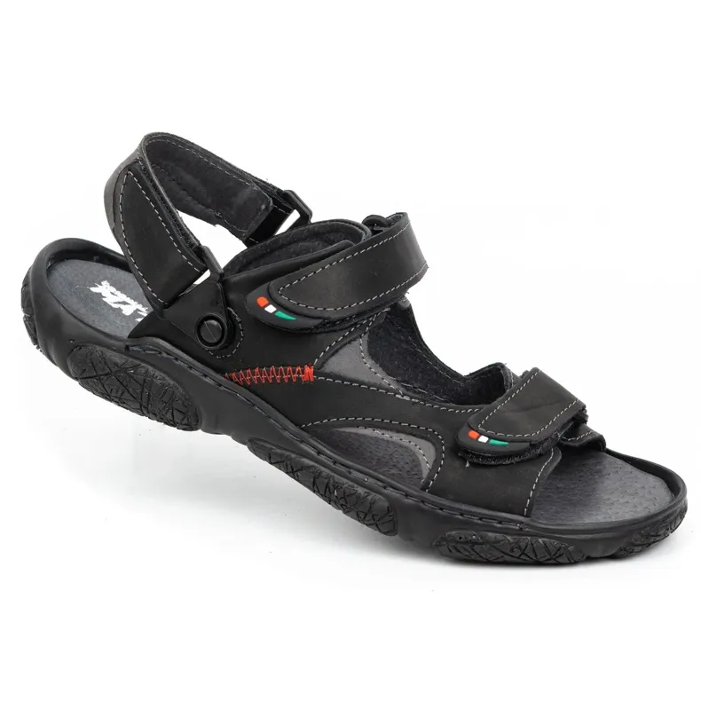 Olivier Men's leather sandals for the driver 362MA black