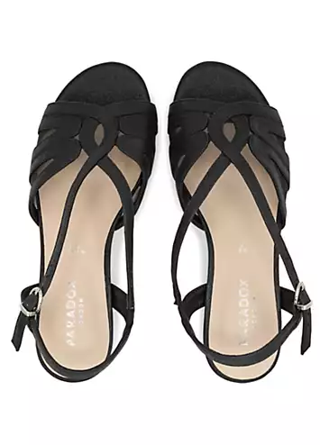 Paradox London Black Wide Fit Shimmer Low Wedge Sandals | Kaleidoscope