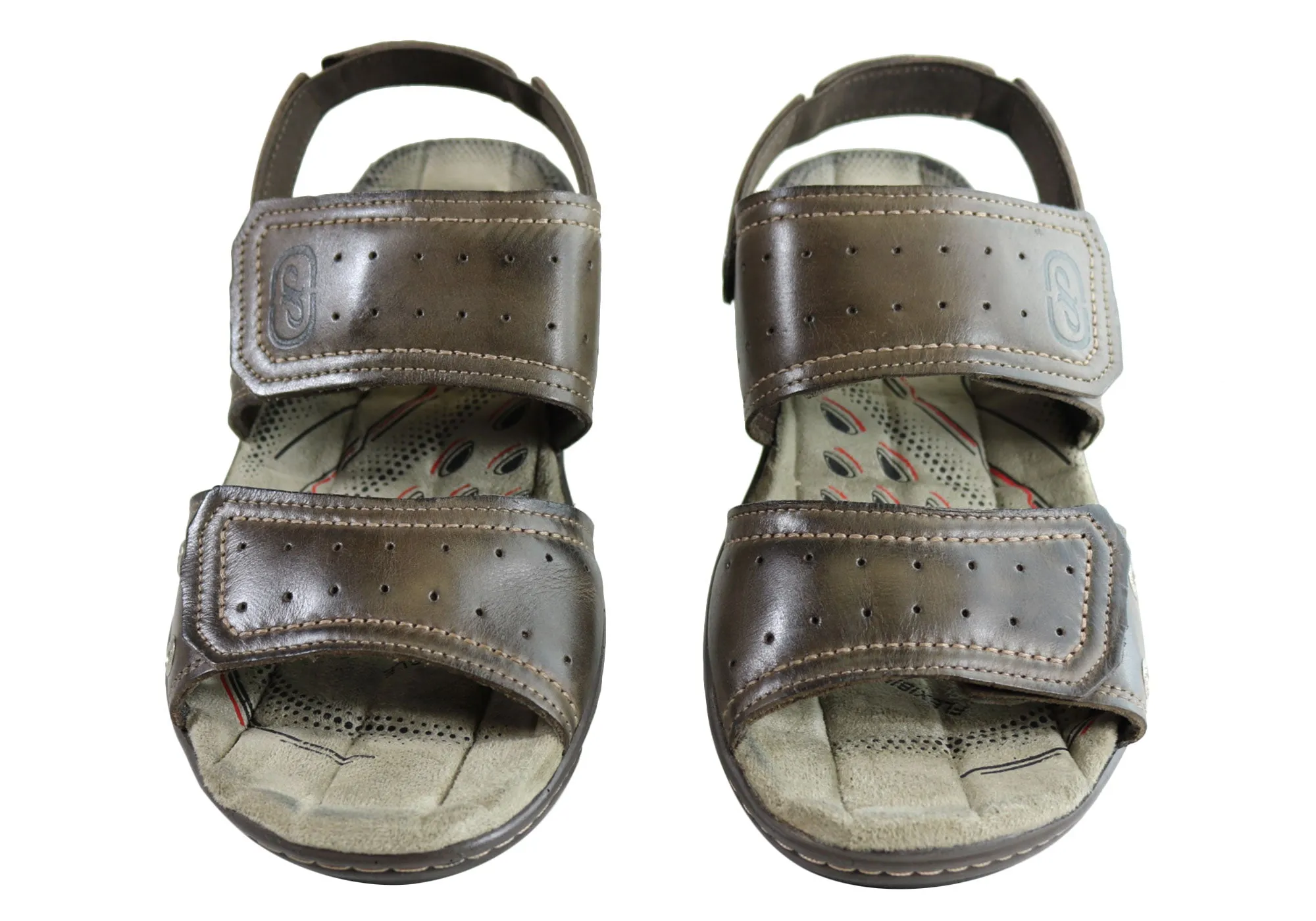 Pegada Jensen Mens Leather Comfort Cushioned Sandals Made In Brazil